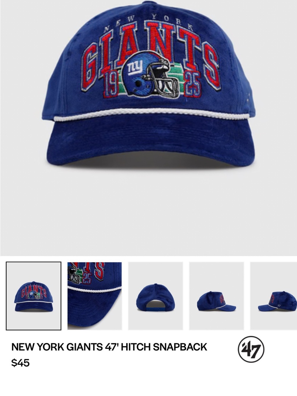 NEW YORK GIANTS 47' HITCH SNAPBACK ROPE HAT - Picture 4 of 4
